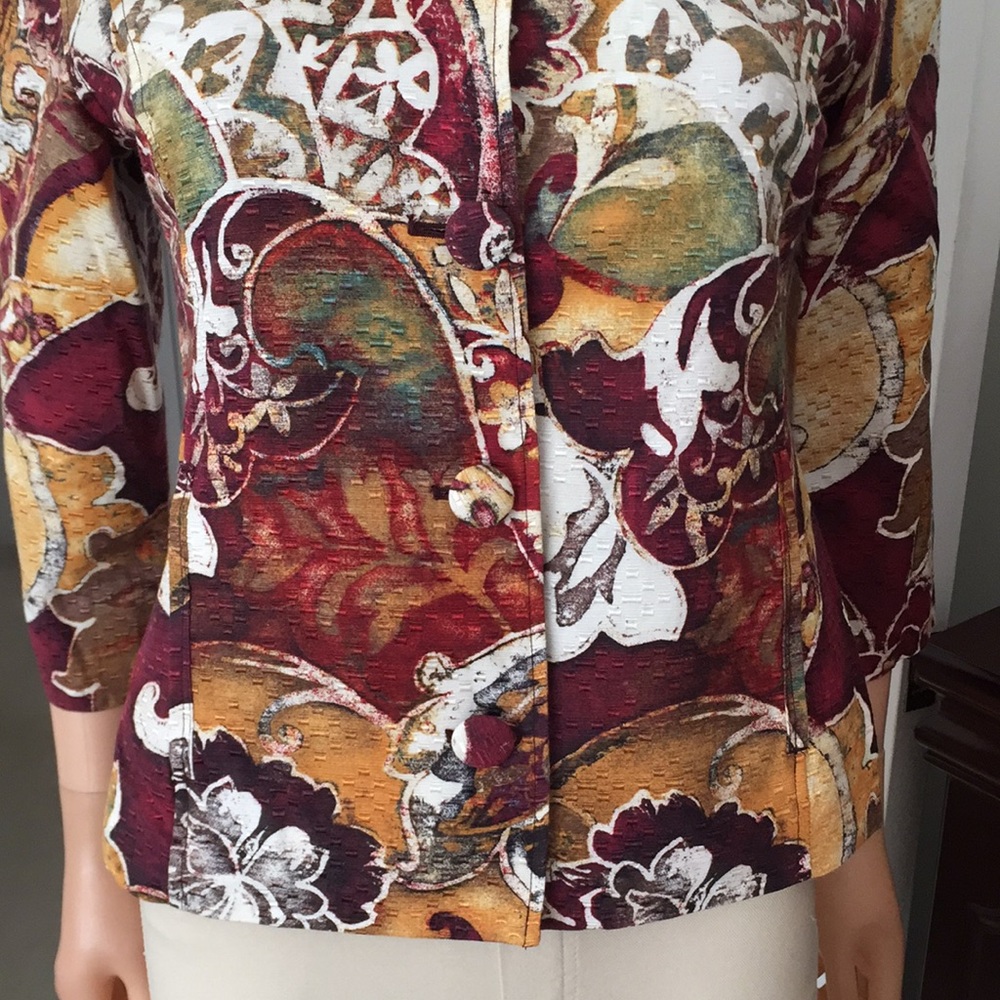 Chico's Artistic Paisley Print Silk Cotton Blouse Blazer - Picture 5 of 8